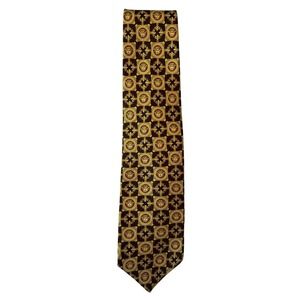 Gianni Versace Silk Tie Brown Gold Medusa Baroque Medallion Made‎ in Italy Mens